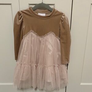 Iris & Ivy Velvet Tan Dress